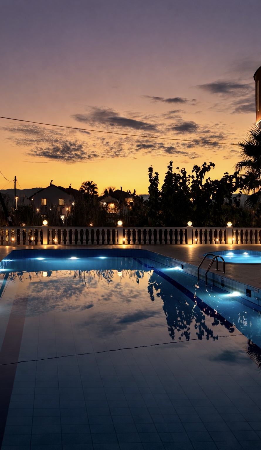 Outdoor pool at night